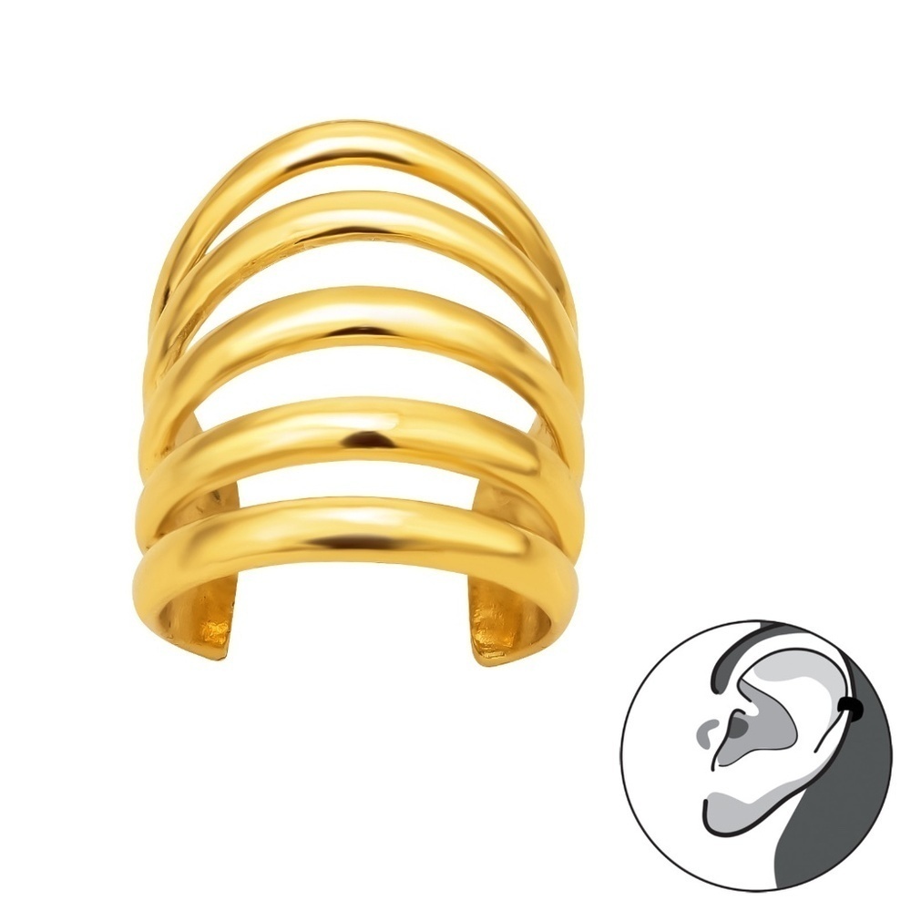Sterling Silver 18k Gold-Plated Layered Ear Cuff
